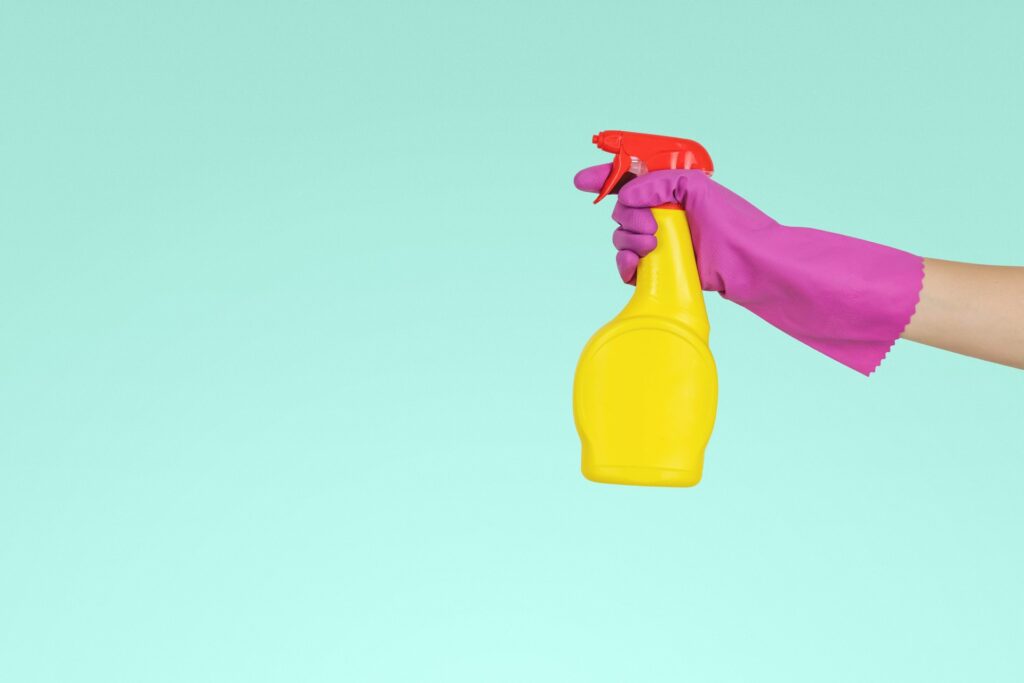 bottle of chemical cleaner