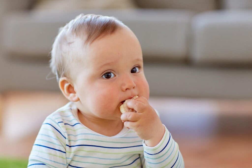 baby eating cracker